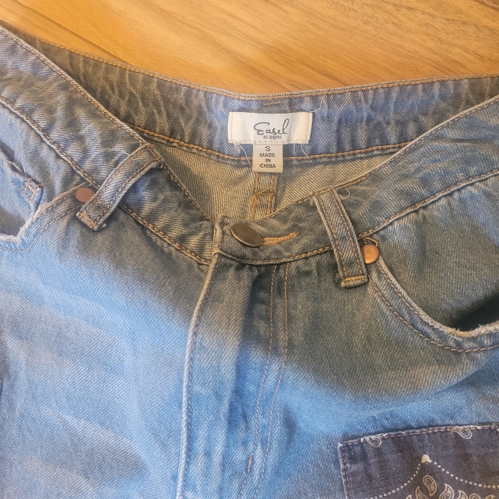 Easel Patchwork Denim Shorts, Great Condition, Sz… - image 2